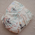 Load image into Gallery viewer, Reusable Cloth Nappy – Palm Garden | 2.0 | My Little Gumnut displayed flat to showcase the tropical botanical print and adjustable snaps.
