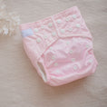 Load image into Gallery viewer, Reusable Cloth Nappy – Pink | 2.0 | My Little Gumnut displayed flat to showcase the soft pink colour and adjustable snaps.