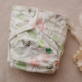 Load image into Gallery viewer, Reusable Cloth Nappy – Pineapples | 2.0 | My Little Gumnut displayed flat to showcase the tropical pineapple print and adjustable snaps.
