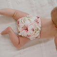 Load image into Gallery viewer, Baby wearing a Reusable Cloth Nappy – Lily | 2.0 | My Little Gumnut with a secure fit and soft bamboo lining.
