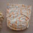 Load image into Gallery viewer, Reusable Cloth Nappy – Sandy Blaze | 2.0 | My Little Gumnut displayed flat to showcase the warm earthy print and adjustable snaps.