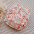 Load image into Gallery viewer, Reusable Newborn Cloth Nappy in Gingham (Rust) design, featuring soft fabric and snaps for easy use.