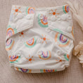 Load image into Gallery viewer, Reusable Newborn Cloth Nappy featuring a soft pastel rainbow design, ideal for eco-friendly diapering.