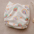 Load image into Gallery viewer, Reusable Newborn Cloth Nappy in pastel rainbow design by My Little Gumnut, perfect for eco-friendly parenting.