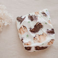 Load image into Gallery viewer, Reusable Cloth Nappy – Aussie Animals | 2.0 | My Little Gumnut folded flat to highlight the wildlife-inspired print design.
