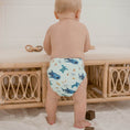 Load image into Gallery viewer, Baby wearing a Reusable Cloth Nappy – Marine Life | 2.0 | My Little Gumnut, designed for comfort and everyday movement.