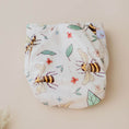 Load image into Gallery viewer, Reusable Cloth Nappy – Bees | 2.0 | My Little Gumnut folded flat to highlight the playful bee print detail.