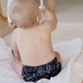 Load image into Gallery viewer, Reusable Cloth Nappy – Black Flora | 2.0 | My Little Gumnut soft bamboo lining and absorbent insert detail for everyday use.