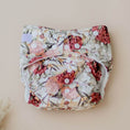 Load image into Gallery viewer, Reusable Cloth Nappy – Blush Botanical | 2.0 | My Little Gumnut displayed flat to showcase the floral print and adjustable snaps.