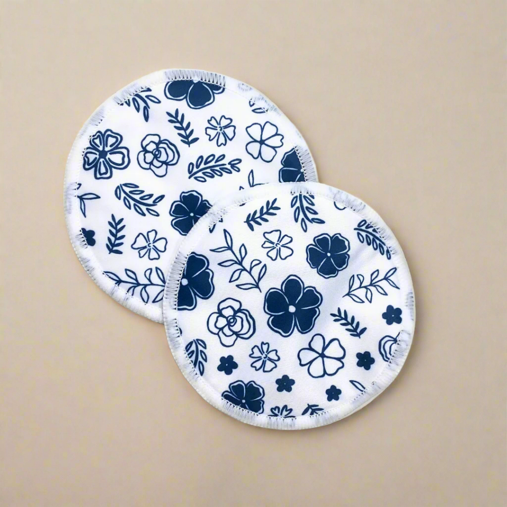 Reusable Breast Pads - Navy Blossom