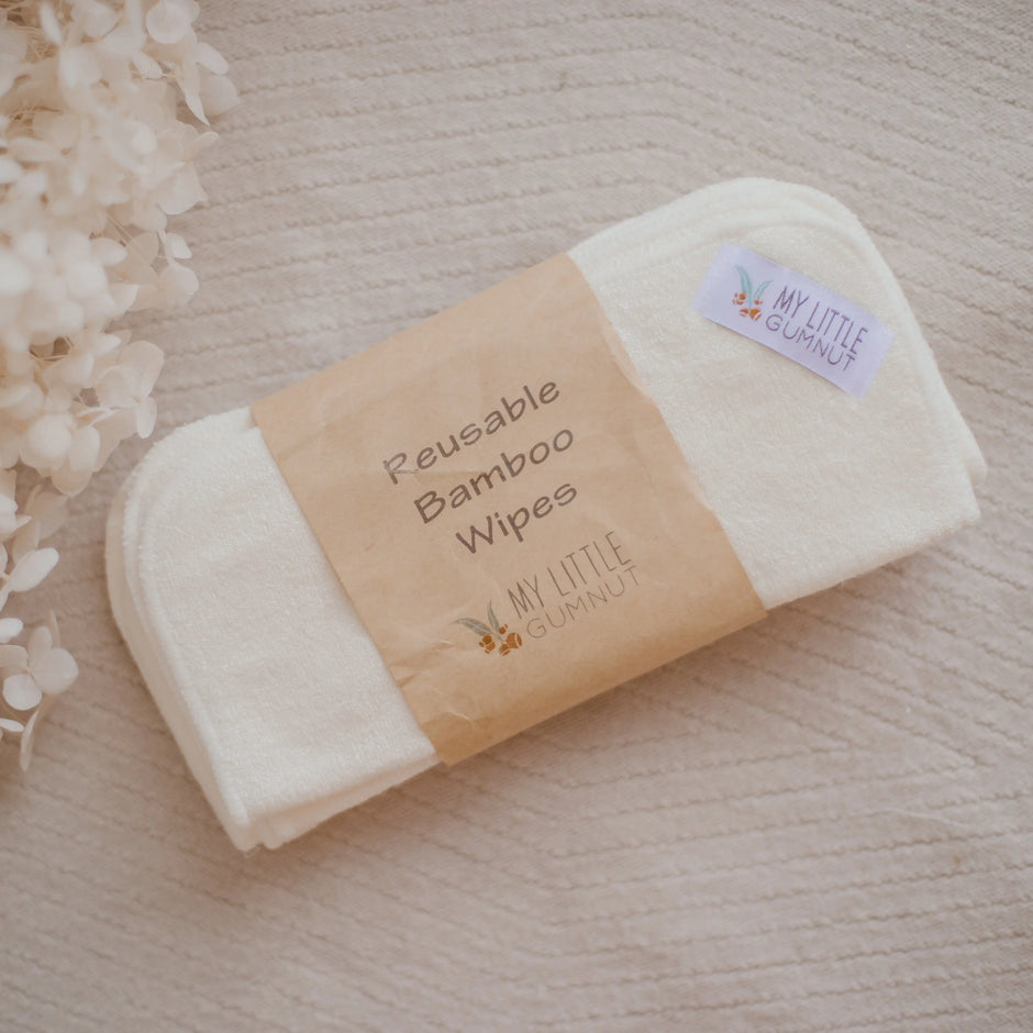 Reusable bamboo wipes for cloth nappies. Cloth nappies by my little gumnut australia.