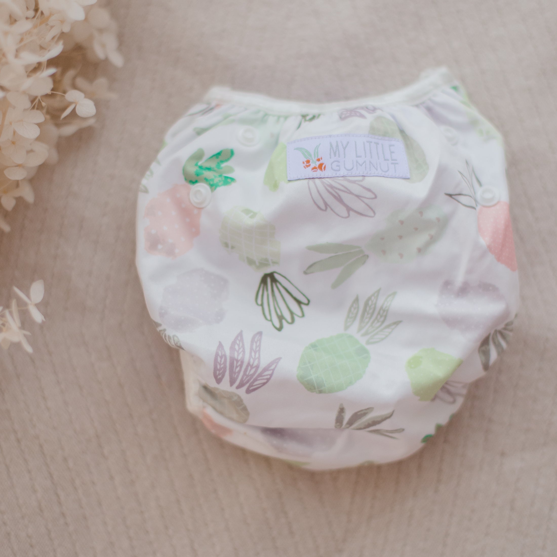 Reusable swim nappy by My Little Gumnt. Cloth swim nappies australia