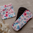 Load image into Gallery viewer, Reusable Menstrual Pads by My Little Gumnut. Cloth Pads Australia. Period pads. Floral menstrual pads. 2 Pack Menstrual Pads with small wet bag.