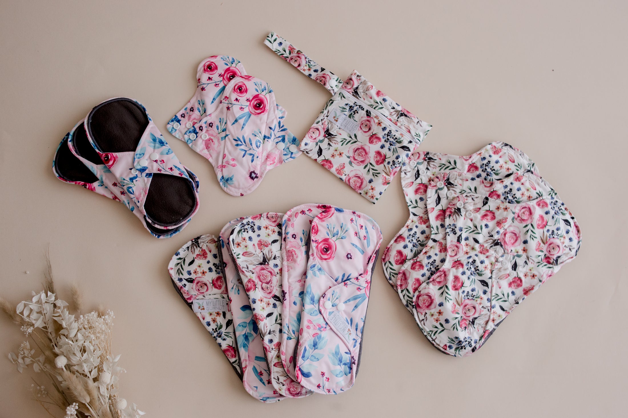 Reusable Menstrual Pads by My little gumnut. Cloth Pads australia. period pads package. light flow package