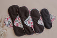 Load image into Gallery viewer, Reusable Menstrual Pads by My Little Gumnut. 4 different size pads. Cloth Pads Australia. Period pads. Floral menstrual pads.