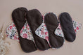 Load image into Gallery viewer, Reusable Menstrual Pads by My Little Gumnut. 4 different size pads. Cloth Pads Australia. Period pads. Floral menstrual pads.