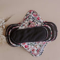 Load image into Gallery viewer, Reusable menstrual pads by my little gumnut. cloth menstrual pads. period pads. stack of menstrual pads. floral pads