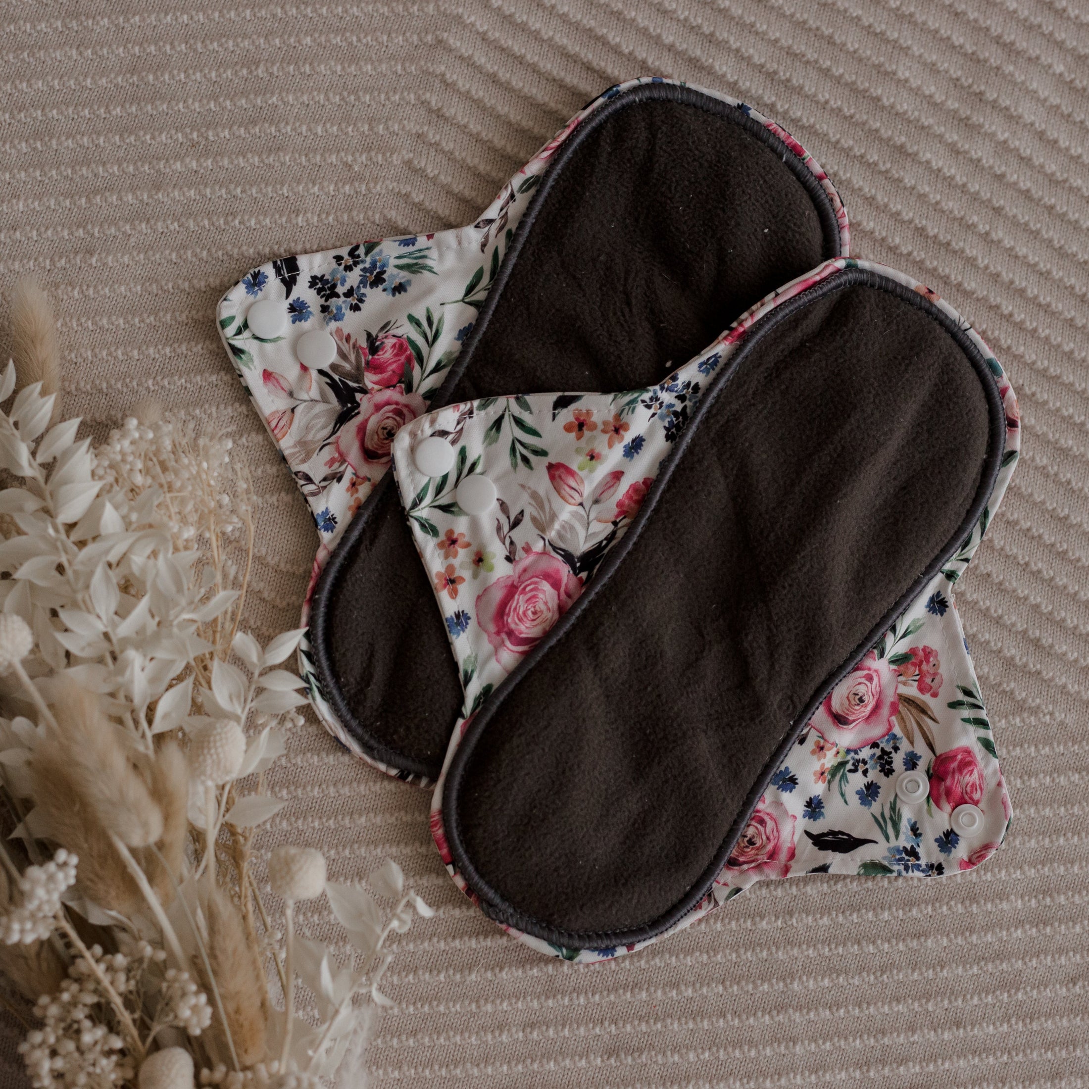 Reusable Menstrual Pads by My Little Gumnut. Cloth Pads Australia. Period pads. 2 Floral menstrual pads.