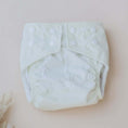 Load image into Gallery viewer, Reusable Cloth Nappy – Ivory | 2.0 | My Little Gumnut displayed flat to showcase the soft neutral design and adjustable snaps.