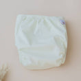 Load image into Gallery viewer, Reusable Cloth Nappy – Ivory | 2.0 | My Little Gumnut folded flat to highlight the simple ivory design detail.