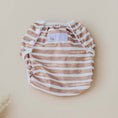 Load image into Gallery viewer, Reusable Swim Nappy Brown Stripe from My Little Gumnut, perfect for beach days and pool play.