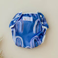 Load image into Gallery viewer, Reusable Swim Nappy in rainbow blue design by My Little Gumnut, perfect for beach days and pool play.