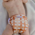 Load image into Gallery viewer, Reusable Swim Nappy in Gingham (Rust) design, perfect for beach days and pool play for little ones.