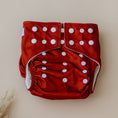 Load image into Gallery viewer, Reusable Cloth Nappy – Terracotta | 2.0 | My Little Gumnut displayed flat to showcase the warm terracotta colour and adjustable snaps.