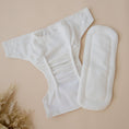 Load image into Gallery viewer, Reusable Cloth Nappy – Terracotta | 2.0 | My Little Gumnut inner insert and bamboo lining displayed flat for absorbency detail.