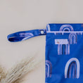Load image into Gallery viewer, Rainbow (Blue) reusable wet bag by My Little Gumnut with secure zip closure