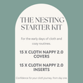 Load image into Gallery viewer, Product description card for 'The Cloth Confidence Kit' on a light green background