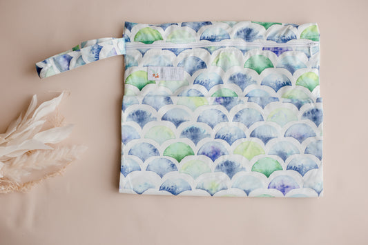 large wet bag. nappy bag. double gusset cloth nappies by my little gumnut. reusable nappy australia. cloth nappies australia. eco friendly nappies. mermaid nappy.