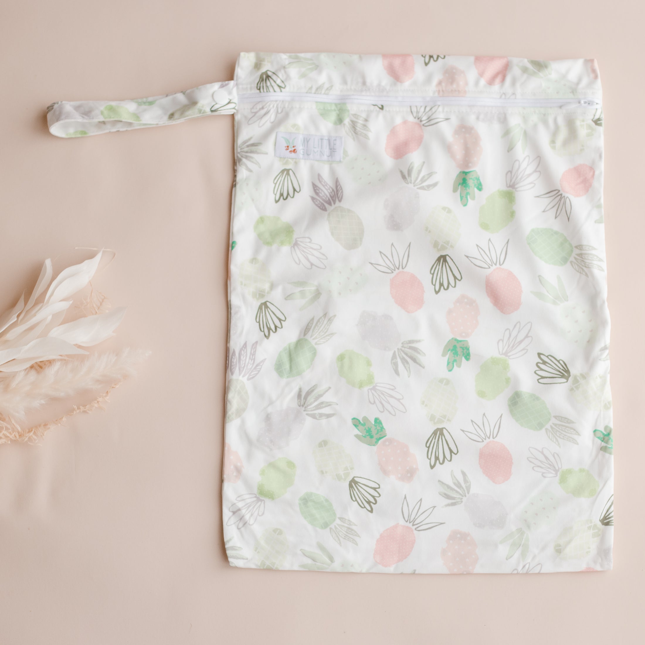 large wet bag. nappy bag. double gusset cloth nappies by my little gumnut. reusable nappy australia. cloth nappies australia. eco friendly nappies. pineapple nappy.