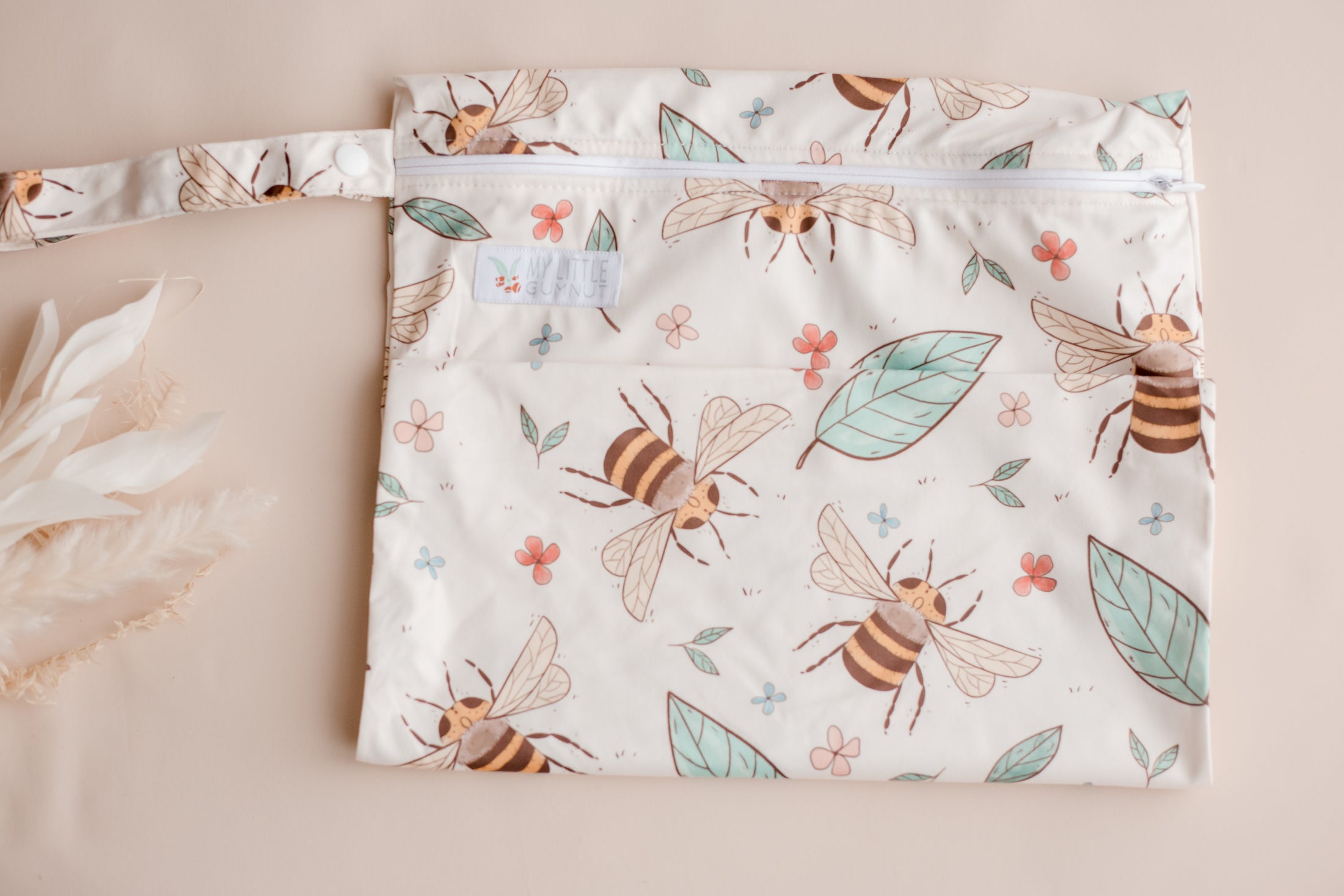 large wet bag. nappy bag. double gusset cloth nappies by my little gumnut. reusable nappy australia. cloth nappies australia. eco friendly nappies. bee nappy.