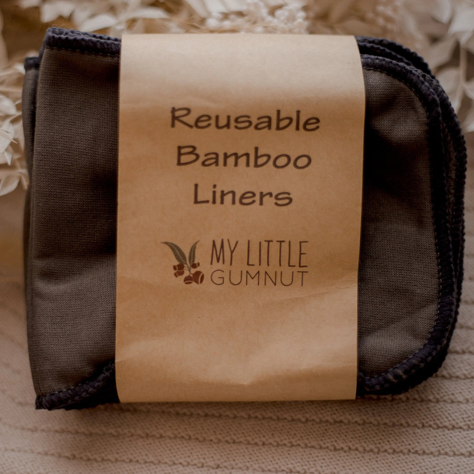 Reusable bamboo liners for cloth nappies. Cloth nappies by my little gumnut australia.