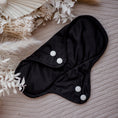 Load image into Gallery viewer, Reusable menstrual pads by my little gumnut. cloth pads. mama pads. reusable period pads. cloth period pads. Black Menstrual Pad