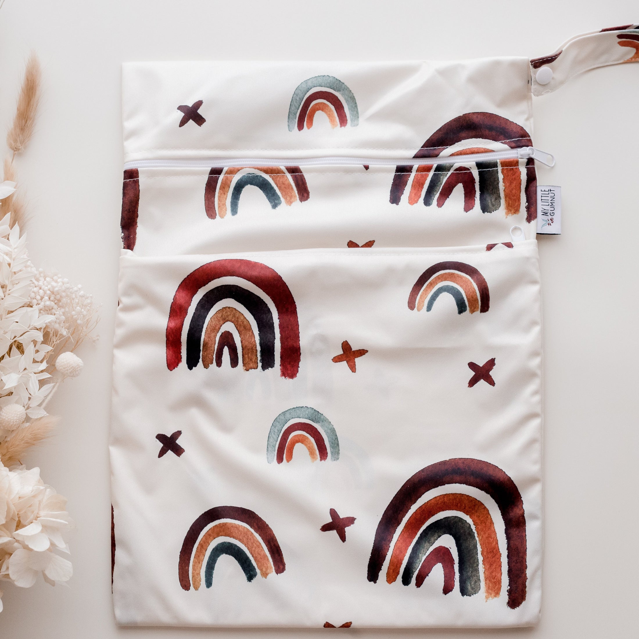 double pocket wet bag my little gumnut. cloth nappy bag. cloth nappies australia. rainbow cloth nappies.