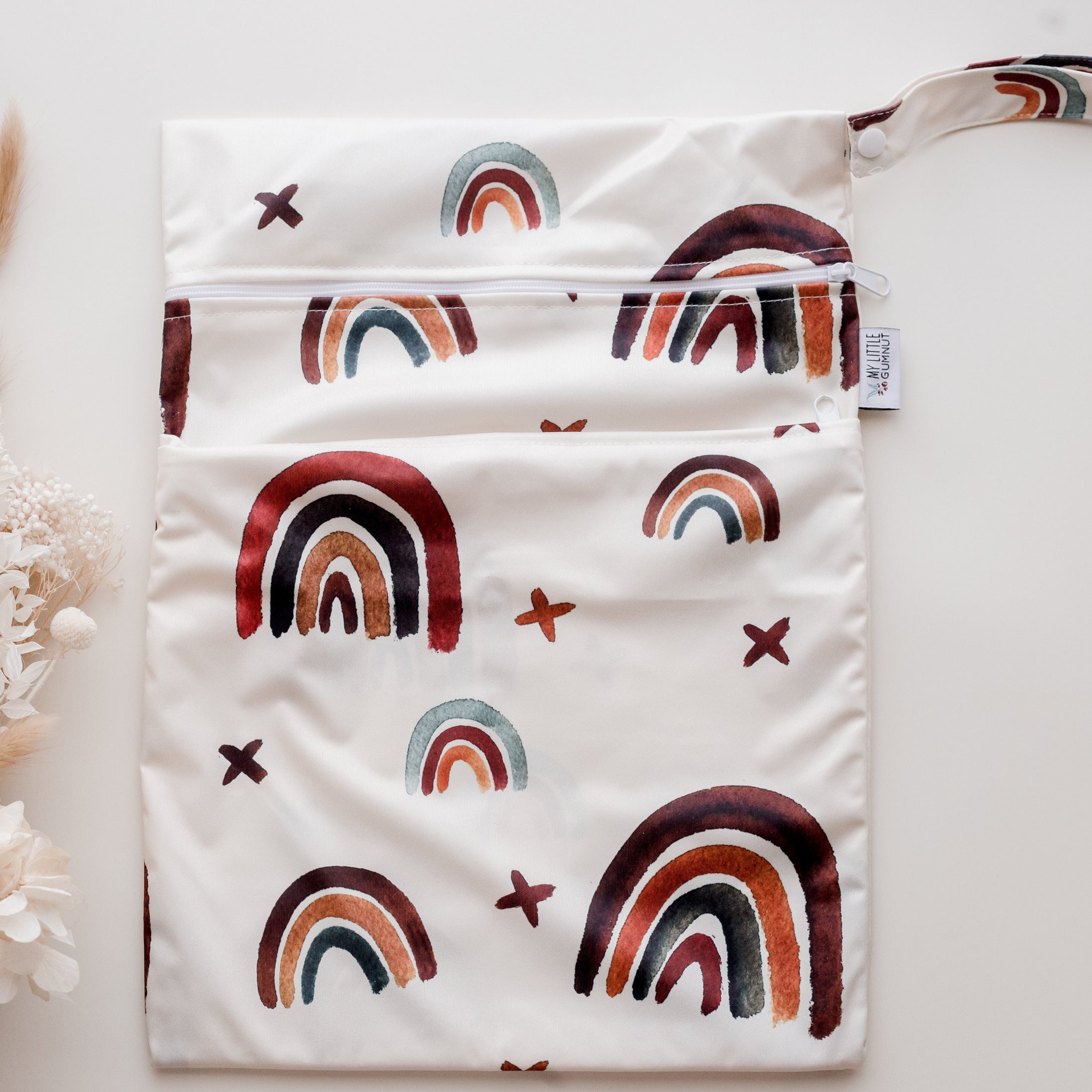 double pocket wet bag my little gumnut. cloth nappy bag. cloth nappies australia. rainbow cloth nappies.