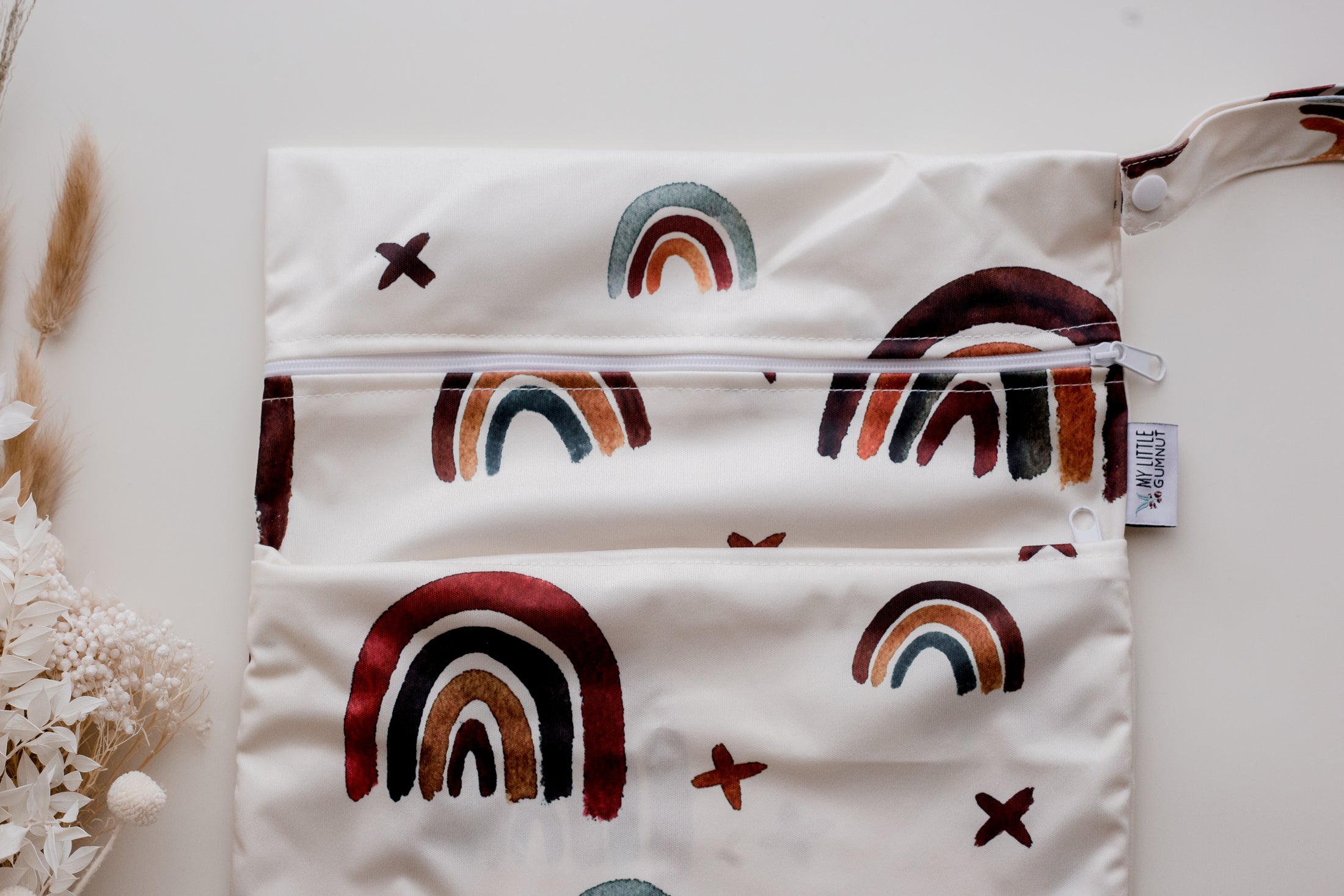 double pocket wet bag my little gumnut. cloth nappy bag. cloth nappies australia. rainbow cloth nappies.