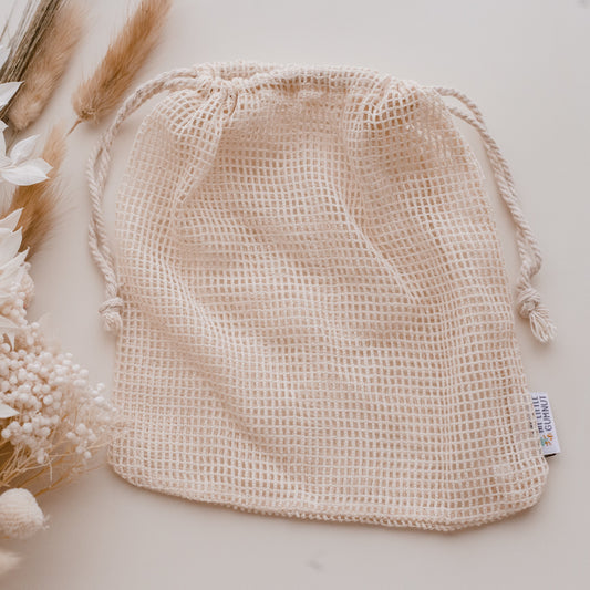 small mesh washing bag by my little gumnut. reusable make up pads. resuable breast pads.