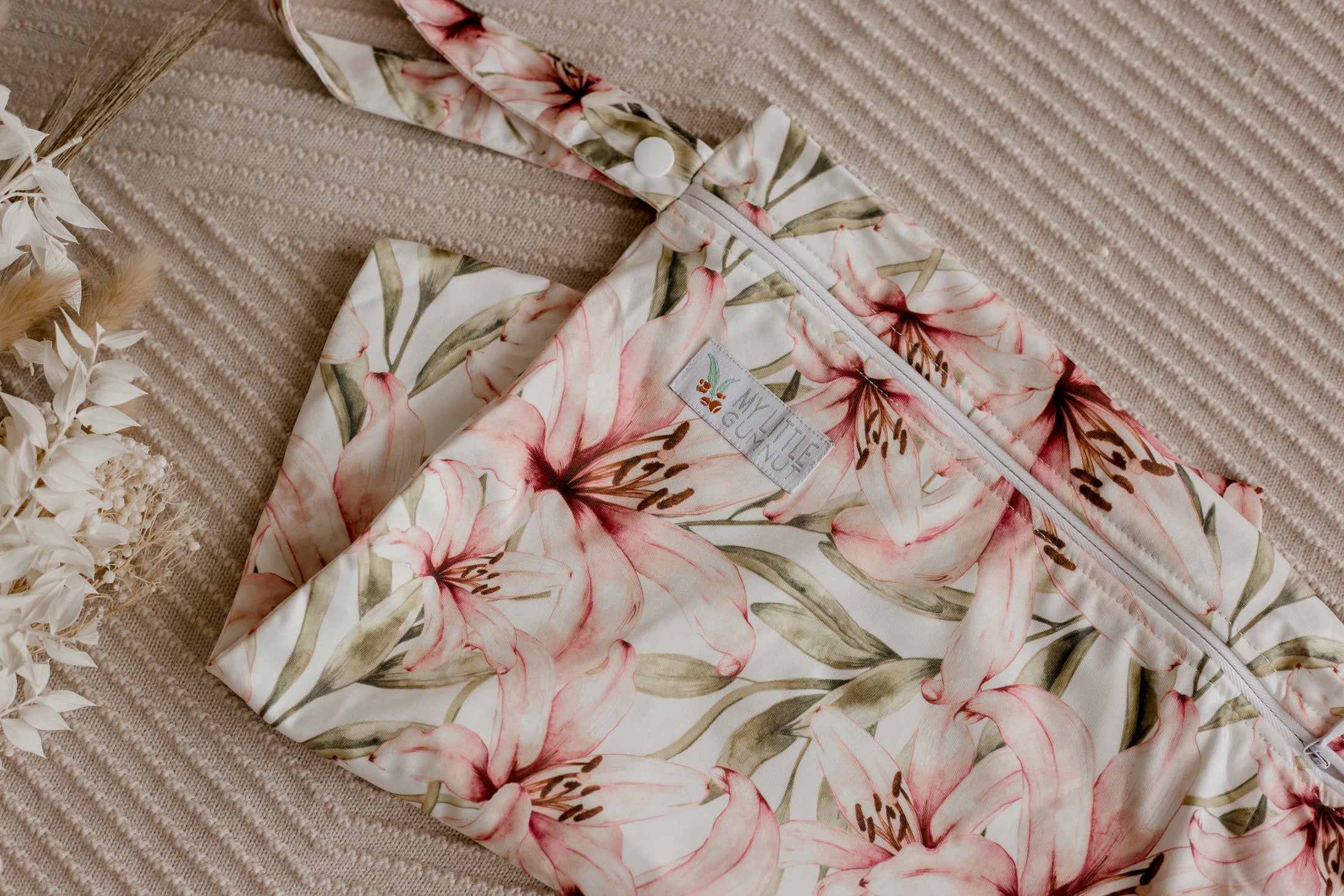 Wet bag by My Little Gumnut. lily wet bag. nappy bag. cloth nappies australia.