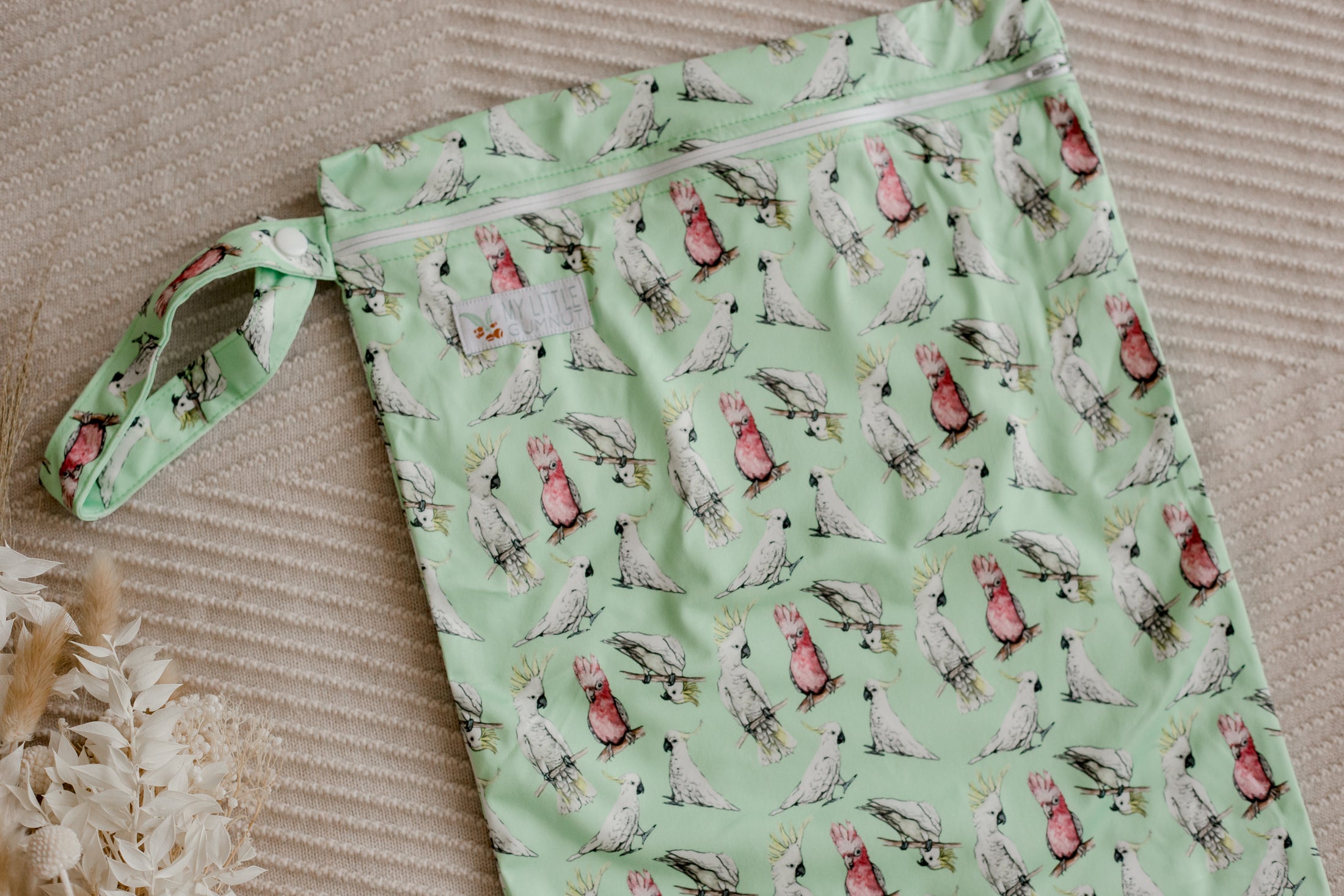 Wet bags by my little Gumnut. cockatoo cloth nappy australia