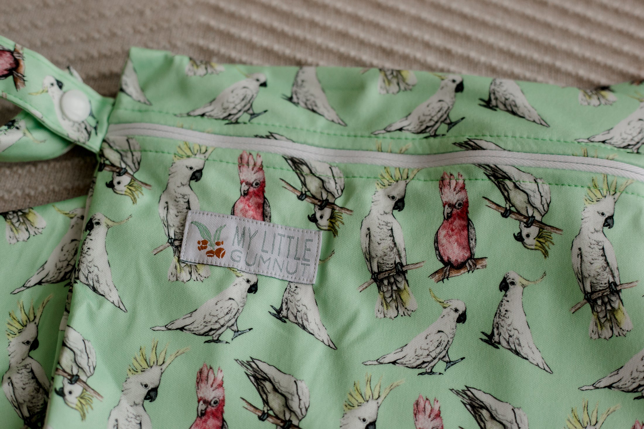 Wet bags by my little Gumnut. cockatoo cloth nappy australia