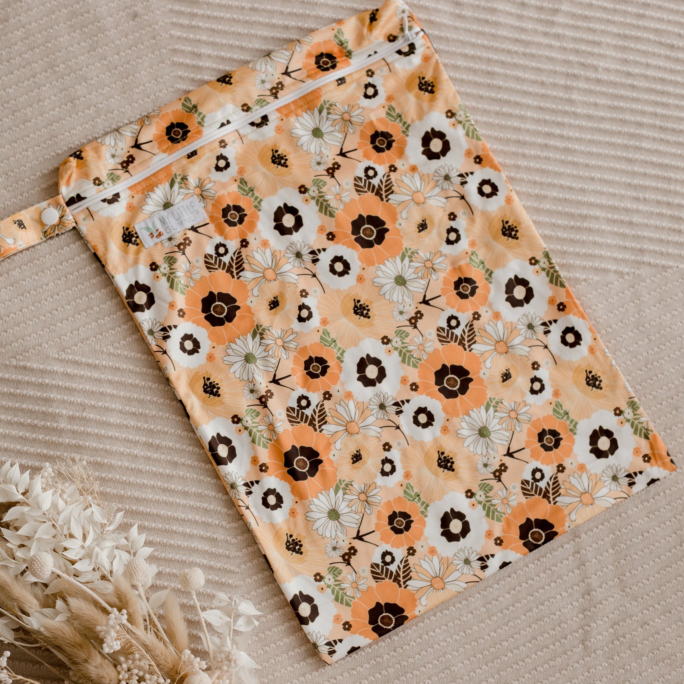 Wet bags by my little Gumnut. retro flowers cloth nappy australia
