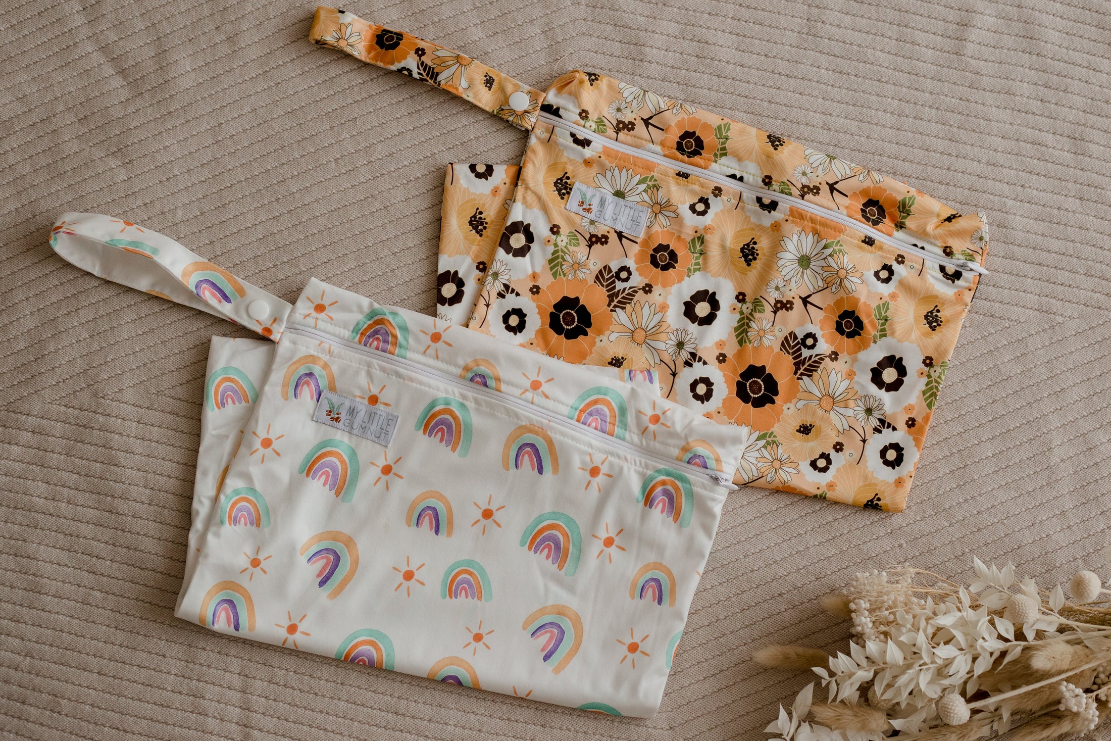 Wet bags by my little Gumnut. rainbow cloth nappy australia