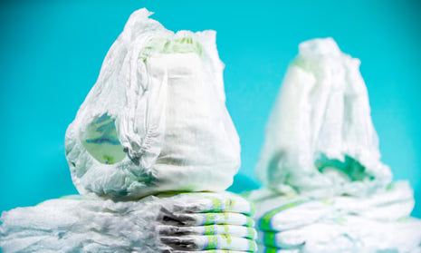 Disposable nappies in a pile