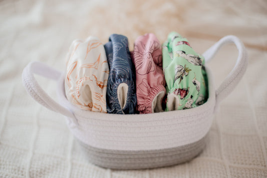 4 My little gumnut nappies in a basket