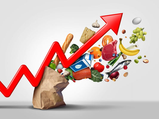 Picture of a bag of groceries getting more expensive