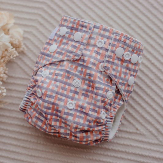 Newborn Cloth Nappy - Plaid