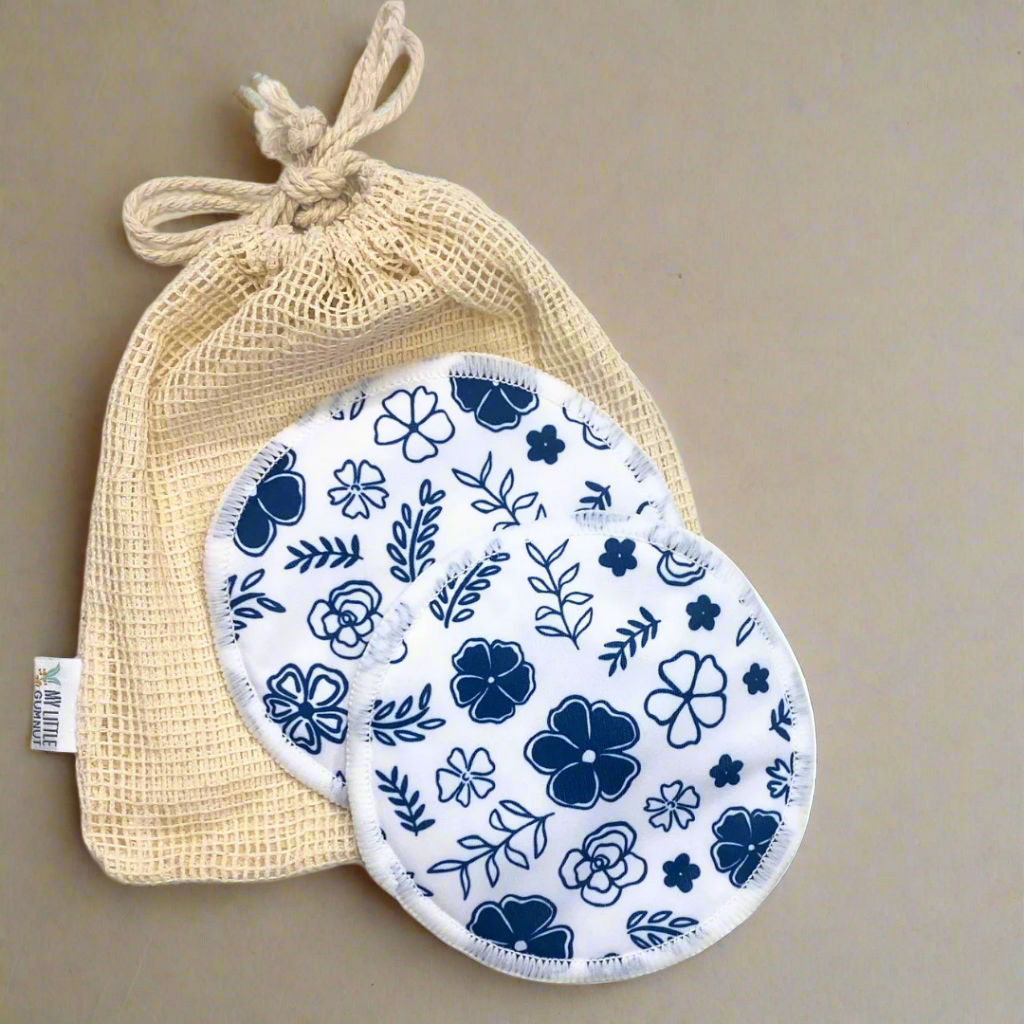 Reusable Breast Pads - Navy Blossom